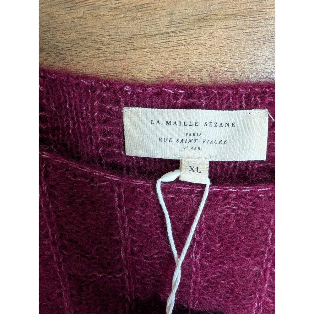 Sézane La Maille Sweater Womens XL Raisin Merino Wool Long Sleeve Boat Neck NWT - Picture 3 of 5